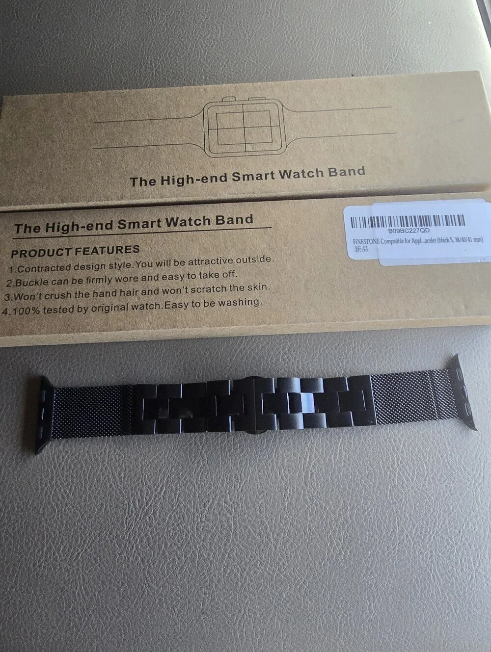High-End Black Smart Watch Metal Mesh Band Compatible Wearables Sz. S, 38/40/41